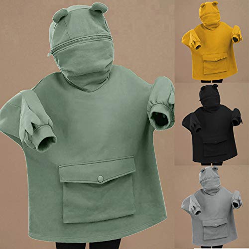 Cute Frog Hoodies For Teen Girls Zipper Mouth Hooded Sweatshirt Kawaii Long Sleeve Shirts Trendy Novelty Tunic Tops #TOP5