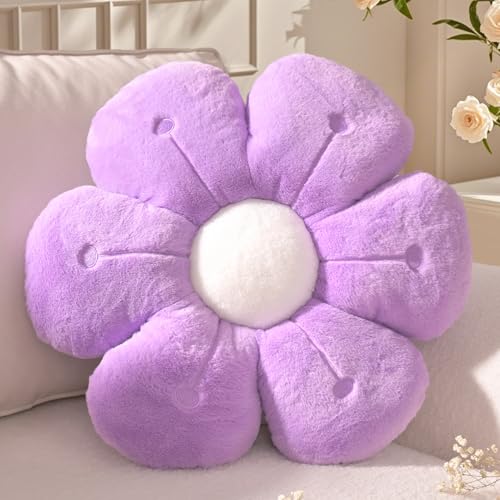 Yhoelata Coussin Fleur Petit, Coussin de Sol Forme de Fleur Lilas, Coussins Décoratif en Peluche Daisy Enfant, Aesthetic Coussins Décoration Canapé, Deco...