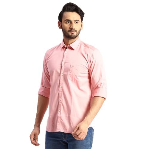 Image of Parx Men's Pure Cotton Solid Pattern Slim Fit Semi Cutaway Collar Full Sleeve Casual Shirt