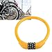 POCREATION 4-Digit Lock Cable, High Security Zinc Alloy Lock, Convenient to Carry, Long Service Life, for Cycling Outdoors, Cable Locks for Outdoors (Orange)