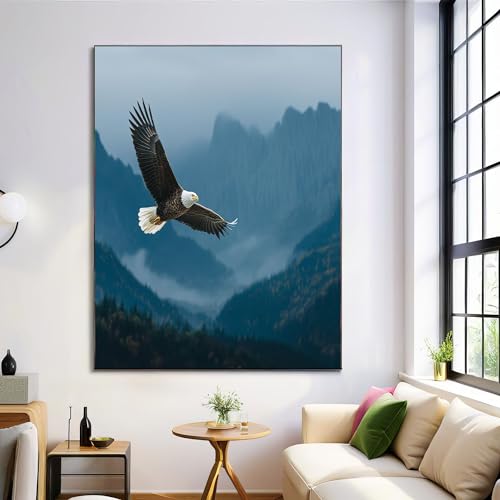 Lienzo de águila calva voladora para decorar tu salón con arte natural de 50x70cm