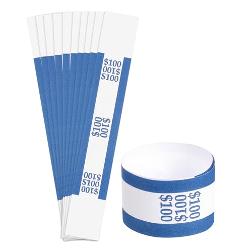uxcell Pack of 50 Money Band Bundles, Self-Adhesive Bill Wrappers Money Wrappers Money Straps for Organize Bills Money, 7.6x1.14 Inch, Blue