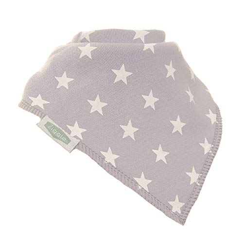 Ziggle Baby Bib & Hat Sets - Cotton Front Dribble Bibs with Adjustable Straps and Knotted Hats - Unisex Stylish (Bib, Grey with White Stars)