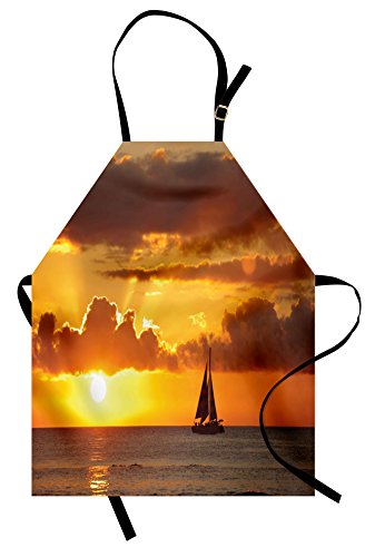 Ambesonne Sailboat Sunset Mediterranean Bib Apron #TOP19