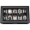 HOUNDSBAY Mariner Mens Watch Box Storage Case for Large Watches, PU Leather Organizer, Wrist Display Holder
