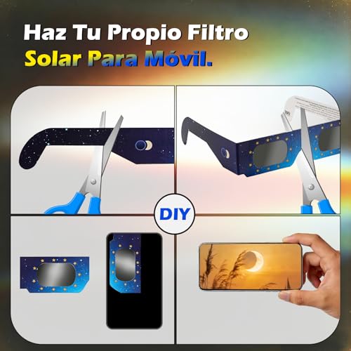 Miniatura 5 de Qiwei Gafas Para Eclipse Solar Qw-Soz1 Pack De 4 , Certificadas En Iso 12312-2, Visores Solares Seguros Para Observación Directa Del Sol, Filtros De Alta Definición