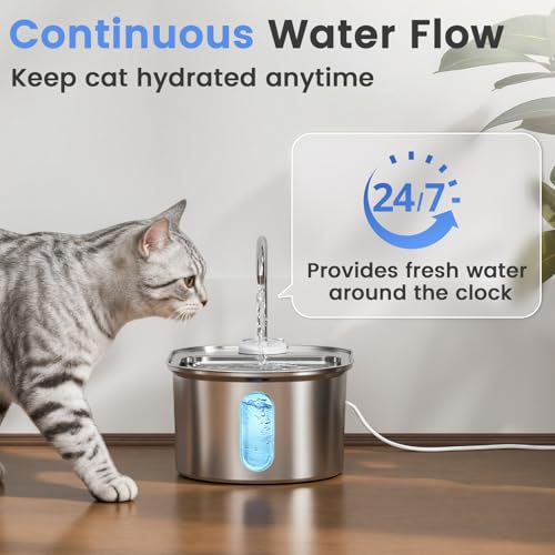 Fuente para gatos de acero inoxidable Petinstinct y 3,2L con apagado seguro 3