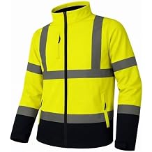 Hi-Vis Softshell Work Jacket   Lightweight Reflective Safety Coat for Men   Breathable, Durable & Weather-Resistant Security Workwear, Sizes S 4XL