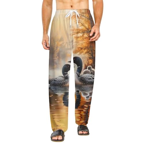 Common Loon Family Pajama Pants Long Pj Bottoms Soft Lounge Pants Casual Sleepwear Sleep Pant for Men Women