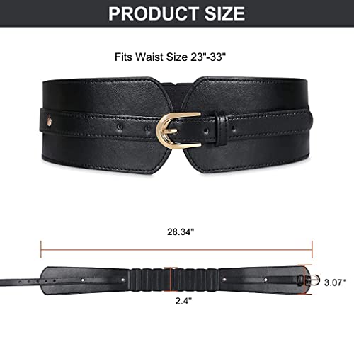 Image of PALAY Belt for Women Fashion PU Width Belts, Waist Belt for Women Metal Buckle Design Interlocking Buckle Vintage Brown Corset Belts for Blouse Blazer Dress (23-33 inches)