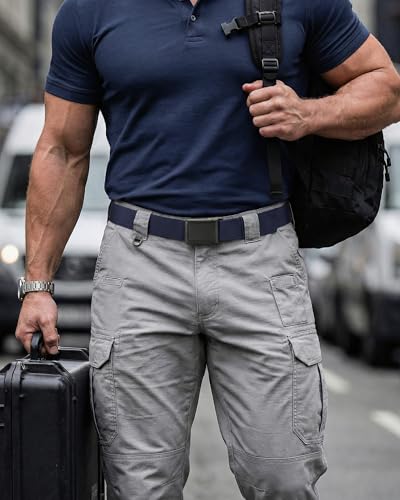 Image of CHAOREN Tactical Belt Men - 1.5 inch Stretch Work Belt with Zinc Alloy Buckle | Quick Release, Zinc Alloy Buckle, Heavy Duty, Stretchy Nylon, Military, Hiking, EDC, EMT, EMS