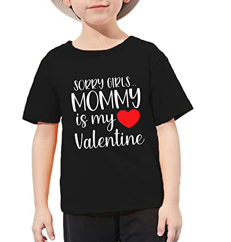 Image of VVNTY Valentines Shirts Toddler Boys Love Heart Graphic Tee Funny Letter Print Tops