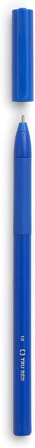 TRU RED Ballpoint Stick Pens with Grip, Medium Point 1.0mm, Blue Ink, 12 Pack – Comfortable Writing Pens for Office Use