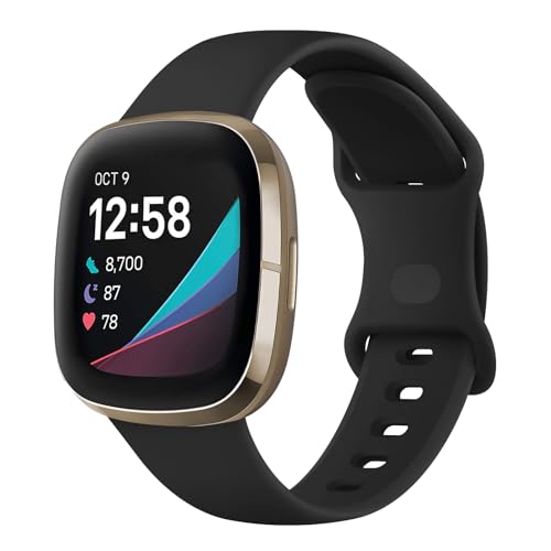 Yisica Fitbit Versa 3 Armband/Fitbit Versa 4 Armband/Fitbit Sense 2 Armband Damen Herren Weiches Sport Ersatz Armband Kompatibel mit Fitbit Versa 3/Versa 4/Fitbit Sense/Fitbit Sense 2
