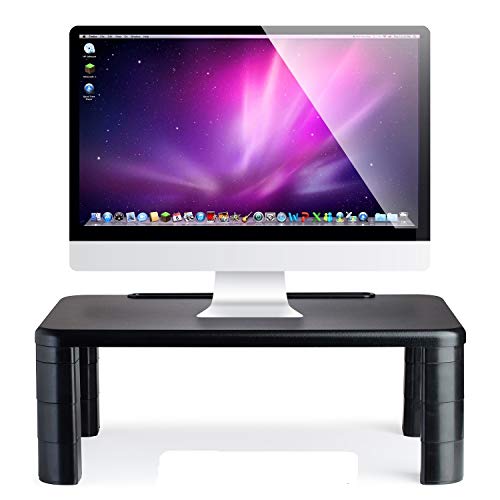 Halter Computer Desk Monitor Stand Riser With Height Adjustable Feet, Office Storage Organizer, Shelf For Desktop #TOP17