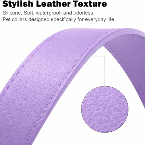 Image of B&F Dog Collar for Medium Dogs Silicone Leather Dog Collars Soft Flexible Waterproof Odor-Proof Durable Thick Classic Adjustable Pet Puppy Collar (Purple, Medium (12.5-20 inch Neck))