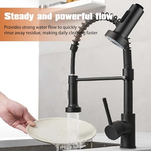 XoeLLe Brausekopf Küchenarmatur, Shower Head, Wasserhahn Aufsatz Küche, Wasserhahn Verlängerung Küche 2 Modi Pull out Küchenarmaturen Spültischarmatur für Bad (Schwarz)