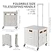 Foldable Utility Cart Folding Portable Rolling Crate Handcart with Durable Heavy Duty Plastic Telescoping Handle Collapsible 4 Rotate Wheels for Travel,Shopping, Luggage, Office, Teacher(White)