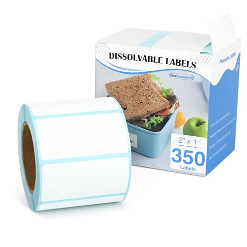 THEBLUETOUCH 350(1 Rolls) Dissolvable Food Labels with Dispenser, 1" x 2"