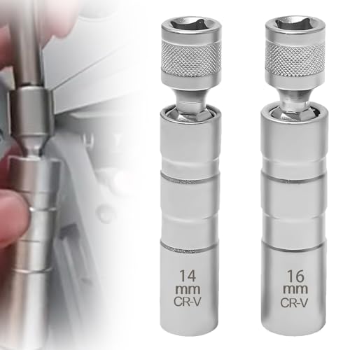 TUZHE Zündkerzenschlüssel 14mm und 16mm 2 Stück Magnet Universal Flexibel Zündkerzenschlüssel Satz Werkzeuge zum Entfernen von Zündkerzen (14mm+16mm)