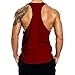 GYMLEADER Men's Gym Muscle Bodybuilding Stringer Tank Tops Y Back Workout T-Shirt-WNRD-XL Wine Red
