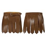 renvena Men's Utility Kilt Roman PU Leather Skirt Gladiator Kilt Knight Battle Skirt Medieval Warrior Costume Umber One Size