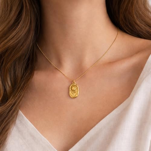 Image of RIDHVEE Anti-Tarnish Gold Plated Pendant Necklace for Women & Girls | Skin Friendly Lightweight Fashion Jewellery | Elegant Minimalist Chain Necklace & Gifting