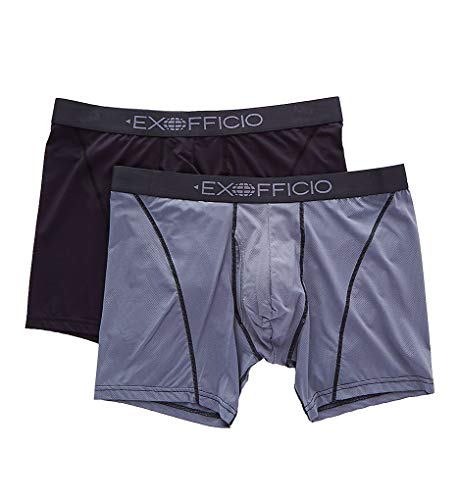 ExOfficio Give-N-Go 2.0 Sport Mesh 6in Boxer Brief - 2-Pack - Men's Black/Steel Onyx, M