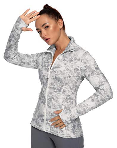 QUEENIEKE - Chaqueta de running para mujer, ajustada y de tacto suave como el algodón, con bolsillo lateral con cremallera completa Cover