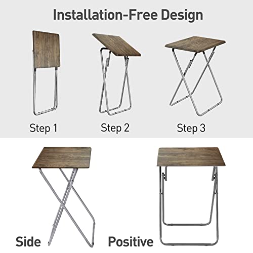 Image of Garden 4 you TV Tray Table TV Dinner Tray with Sturdy MDF Set of 2,Eating Trays for Living Room with No Assembly Required,Small Folding Side Table 15 x 18.9 x 26in (3D,2PCS)