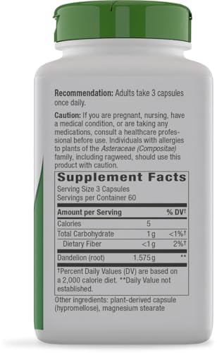 Nature's Way Dandelion Root Capsules, 1,575 mg per Seving, 180 ct - image 9