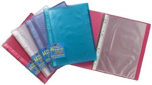 Tiger A4 Slim/Project Style Tinted Colour ringbinder with 10 Pockets (Single)