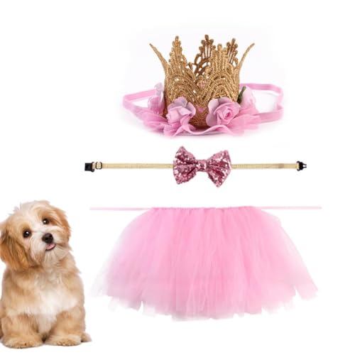 Disfraz para perro rosa POPETPOP conjunto con tutu y accesorios