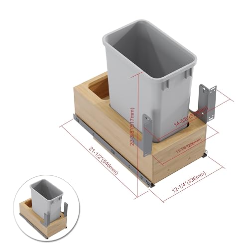Image of Dowell Single 35Qt Undermount Trash Pull-Out Waste Container with Full Extension Soft-Close Slides, Bottom Mounted, Face Frame /Frameless Min. Cabinet Opening: 12-1 /2 Inch Wide-4008 0115 35