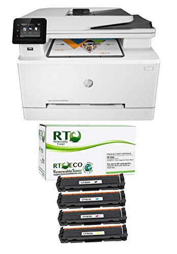 Renewable Toner Renewed Color Laserjet M281fdw Check Printer Bundle with 1 RT 202A CF500A CF501A CF502A CF503A Compatible MICR Toner Cartridges (Cyan Magenta Yellow Black, 5 Items)