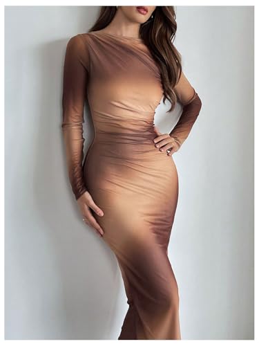 Image of Milumia Women's Spring Wedding Guest Dress Floral Long Sleeve Maxi Dresses Cocktail Party