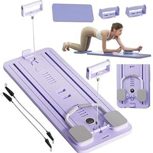 Efgetd Vormende machine voor pilates, bord-set rol-oefeningswiel voor buikspieren, automatische terugverende werking, opvouwbaar pilates buikoefeningenbord, apparatuur met weerstandskoord en tijdmeter
