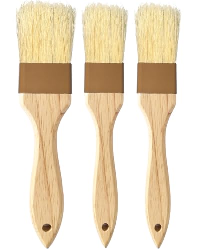 Pastry Basting Brush Natural Bristle - Food Grade Wooden Handle, Heat Resistant, Non-Shedding...