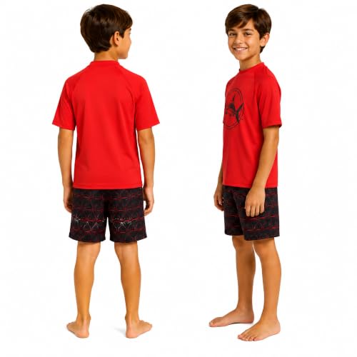 Image of iXtreme Boys Swim Set - 2 Piece Rash Guard Short Sleeve Swim Shirt and Boys Swim Trunks for Infants Toddlers & Big Boys