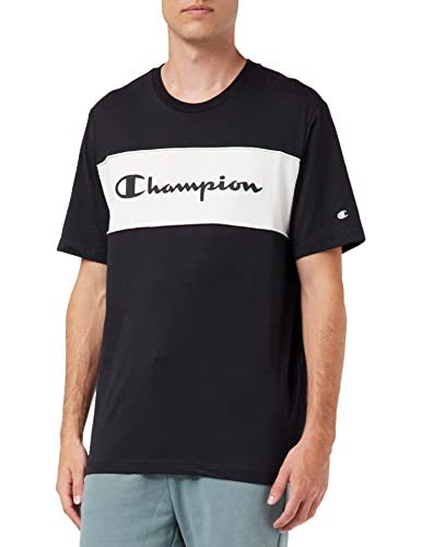 Champion Piping Block Logo S-S T-Shirt, Noir, X-Small Homme