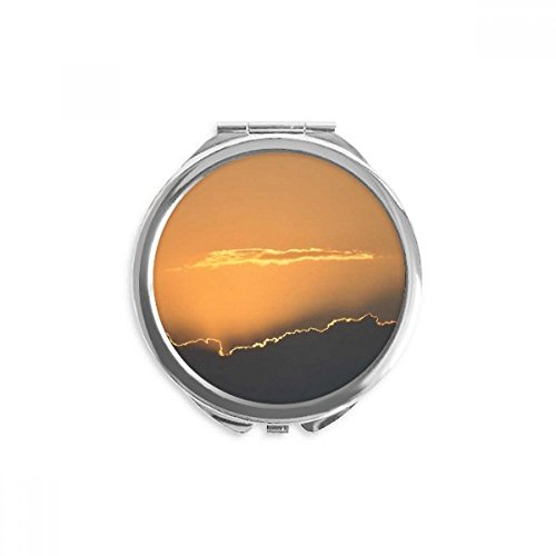 Miroir de poche nuages ciel orange rond maquillage main portable