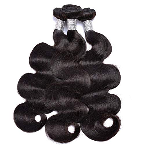 Peruvian Virgin Human Hair Body Wave 3 Bundles 18” 20” 22” Peruvian Virgin Human Hair Extensions Peruvian Body Wave Hair Bundle Deals Body Wave Hair Bundles for Black Women Natural Color