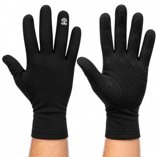 Image of HowseHold Thermal Liner Gloves for Men and Women, Thin Black Polyester Inner Gloves with Touchscreen-Compatible Finger for Phones and Tablets, Skiing, Snowboarding and Hiking