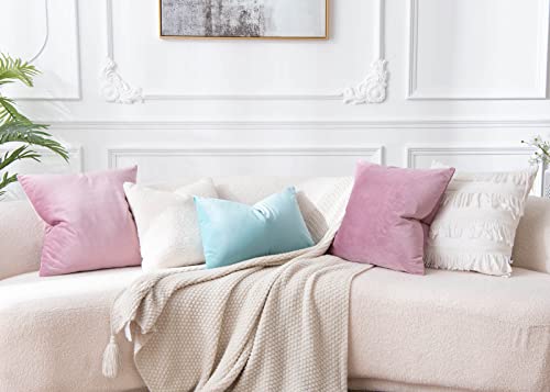 Image of JUSPURBET 20x20 Decorative Velvet Throw Pillow Covers Set of 2,Pink Purple | Modern Soft Cushion Covers Cases with Hidden Zipper for Couch Sofa Bed Living Room Bedroom Home Decor