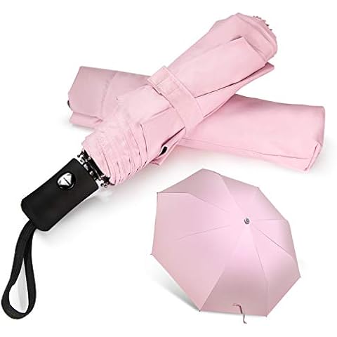 Shinok Travel Umbrella Rain Compact Folding UV Umbrella for Sun Protection Auto Open Close Women Umbrellas Pink Cover