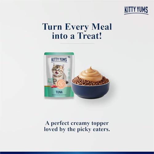 Image of Kitty Yums Kitten Wet Mousse 80g(4+1) Pack of 5, 400g | Tuna | Rich in Protein | Promotes Hydration & Easy to Digest | No Artificial Flavours | Packed with Essential Vitamins & Antioxidants