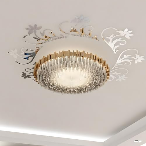Image of INCREWAY 1Set Mirror Wall Stickers Decor Acrylic 3D Flower Decorative Mirrors Stickers Removable Wall Art Decals for Home Living Room Bathroom Office Dormitory Decorations