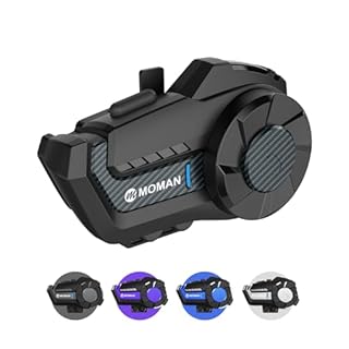 Moman H2Pro Interfono Moto Singolo - Connettività Universale, Auricolare Casco Moto 2 Ciclisti 1000M Sistema di Comunicazione Triple Riduzione del Rumore Hi-Fi Stereo Condivisione Musica FM IP65