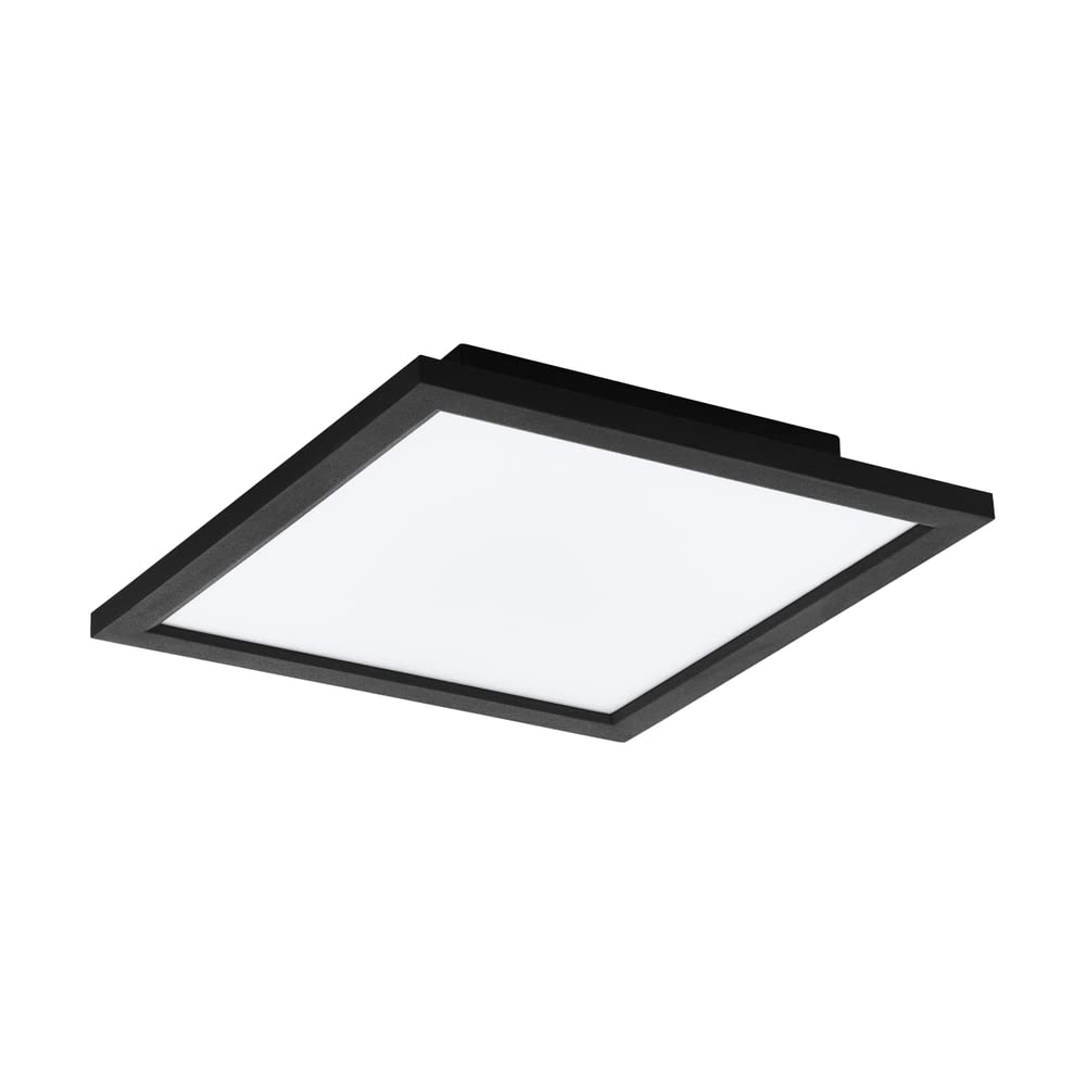 Eglo LED Panel Salobrena-C, Smart Home Ceiling Light Fitting, Black Aluminium and White Plastic, dimmable Living Room and Hallway lamp with Remote Control, RGB, Warm - Cool White, 11.8 inches