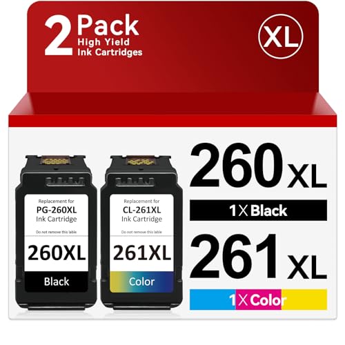 PG-260XL CL-261XL Ink Cartridge Compatible for Canon 260 and 261 Ink Cartridges Compatible for Canon 260XL and 261XL Ink cartridges Compatible for Pixma TR7020 TS6420 TR7022 TS5300 Printer (2 Pack)